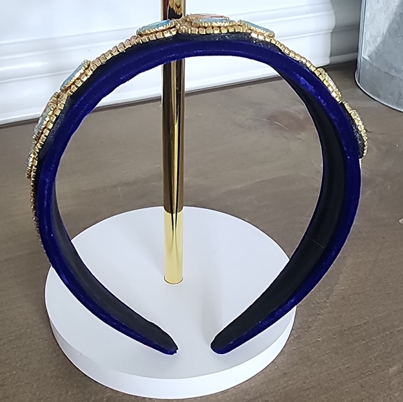 Elegant Gold and Blue Jeweled Headband - Picture 3 of 3